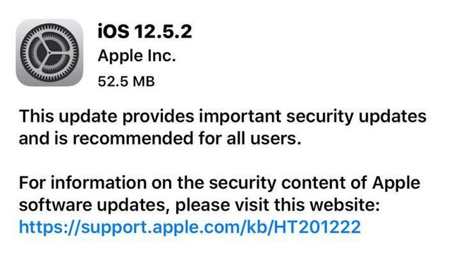 遂宁苹果手机维修分享iOS12.5.2发布，建议所有老苹果用户安装 